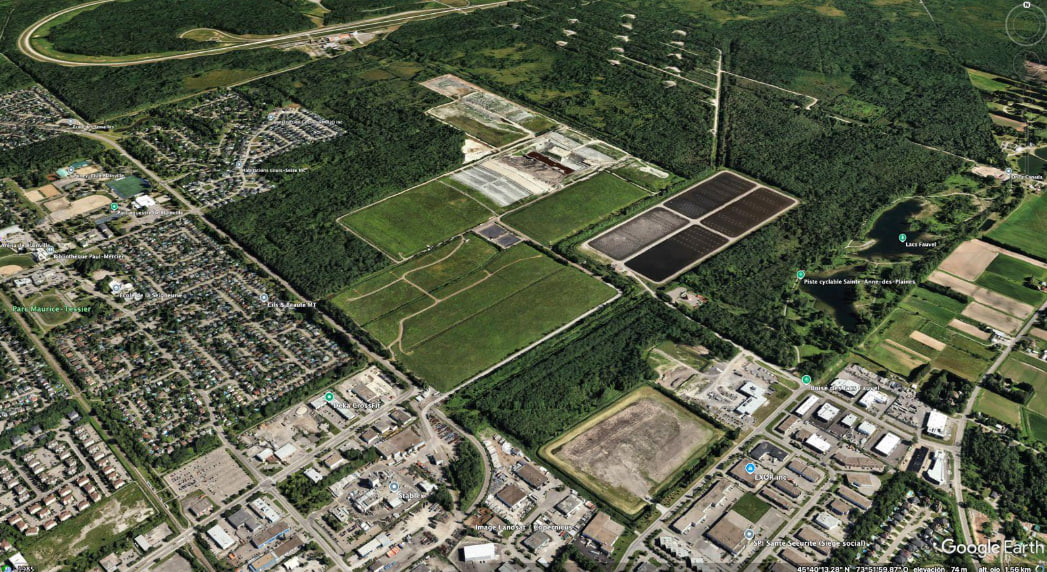 Vista aérea del confinamiento de residuos peligrosos de Stablex, en la zona urbana de Montreal, Canadá. Foto:GoogleEarth
