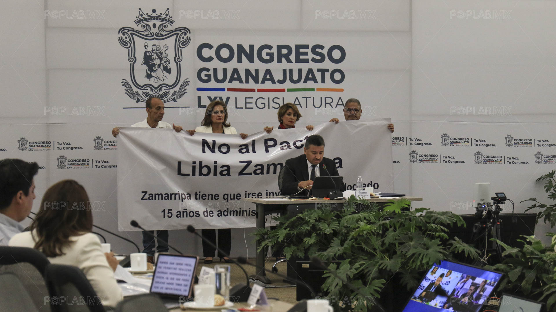 Morena con pancarta. Fotografía Juan José Plascencia