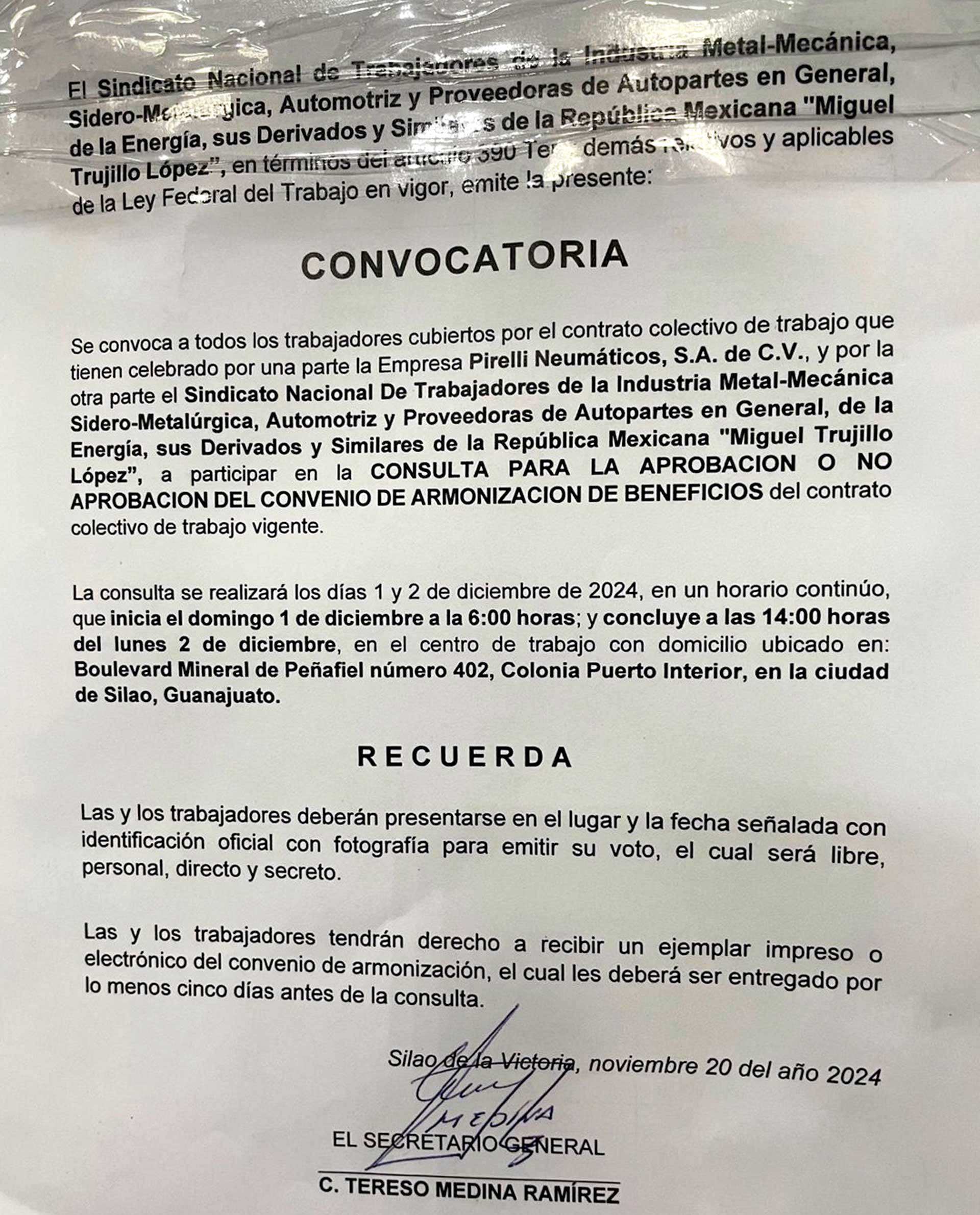Foto: Especial convocatoria lanzada por la CTM