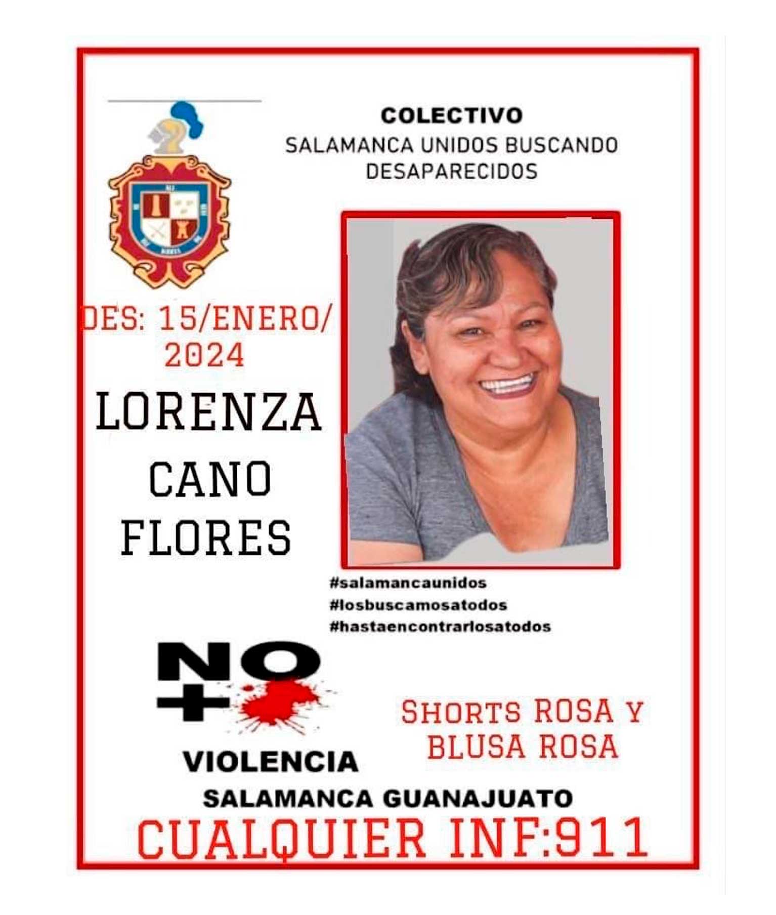 Ficha de Lorenza Cano difundida por el colectivo Salamanca Unidos