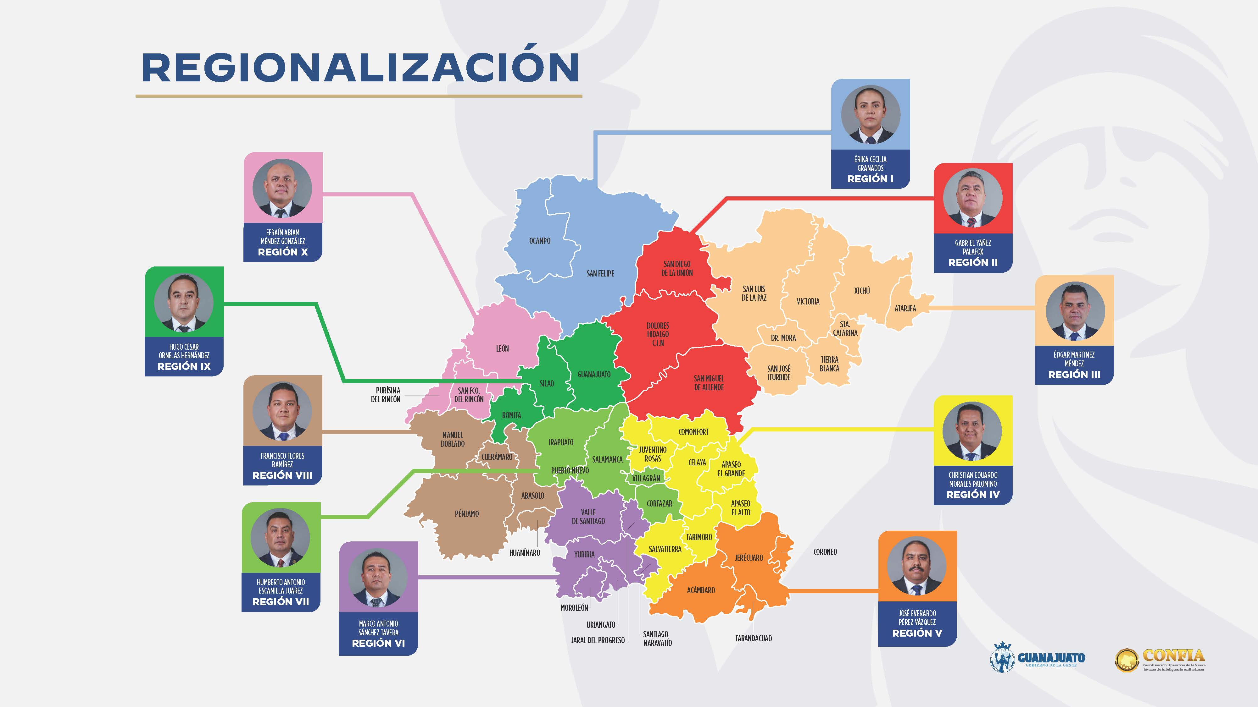 Así quedó al regionalización de la seguridad en Guanajuato