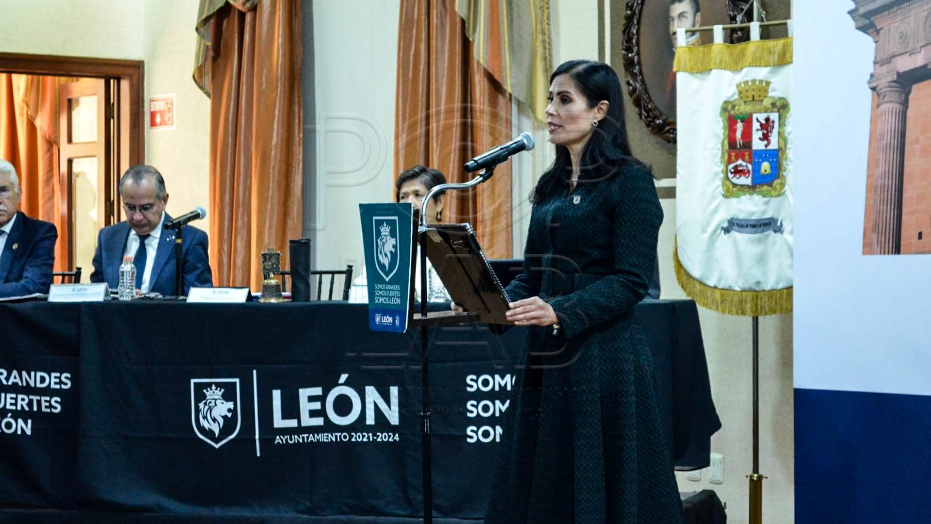 La alcaldesa Alejandra Gutiérrez Campos presentando su segundo informe de gobierno. Foto: Melissa Esquivias