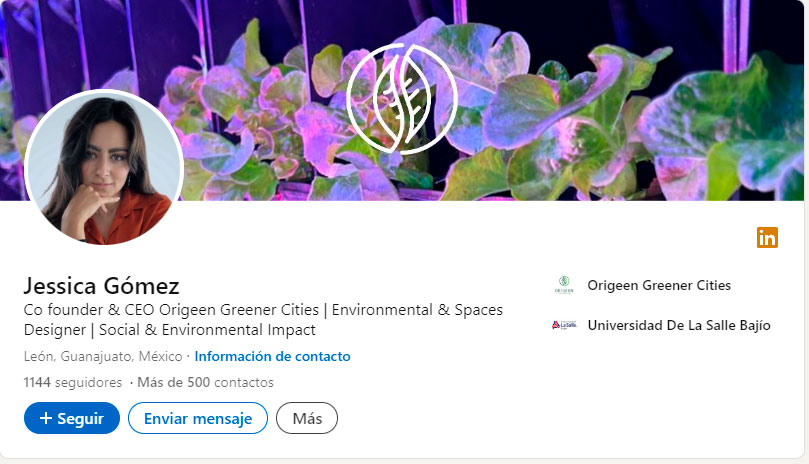 Perfil de LinkedIn de Jessica Gómez de la Rosa.