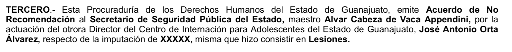 Recomendación 168-15A de la Procuraduría de los Derechos Humanos de Guanajuato.