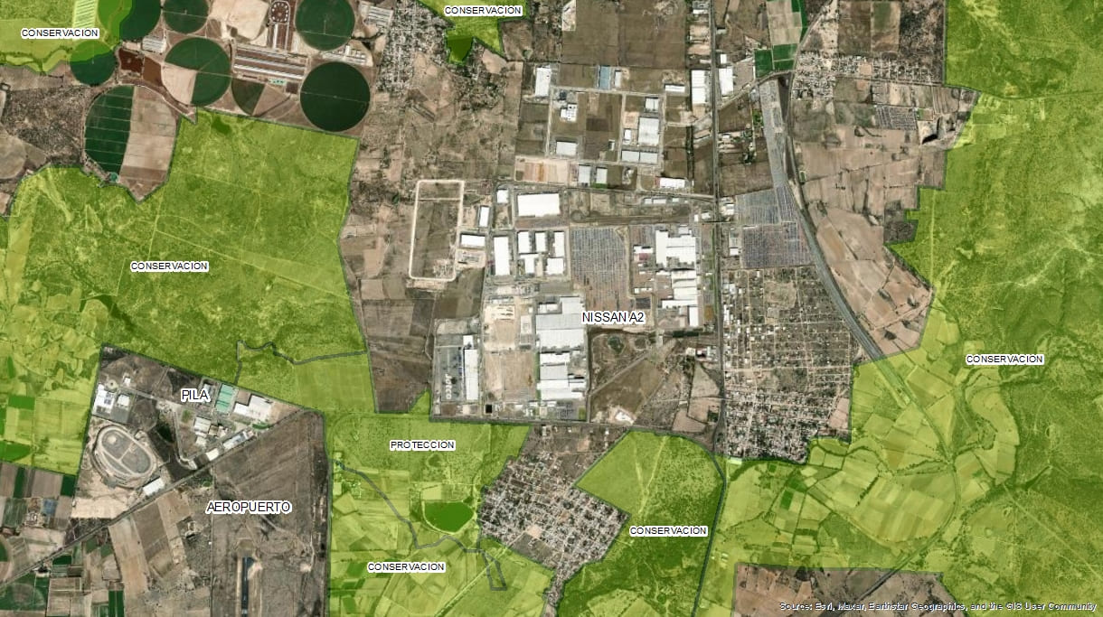 Polígonos donde habita la rana de madriguera, como el Ejido Peñuelas, y donde está ubicado el humedal de  “El Jagüey” en el Programa Ecológico municipal de 2016. Foto: Alianza de organizaciones ADN-A