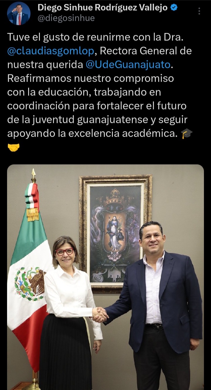En redes sociales, el gobernador compartió una foto con la rectora de la UG
